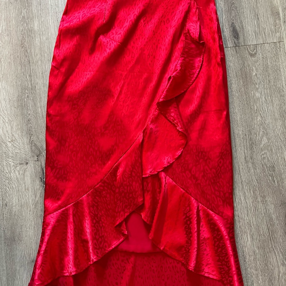Elegant Red Ruffled Women's Skirt